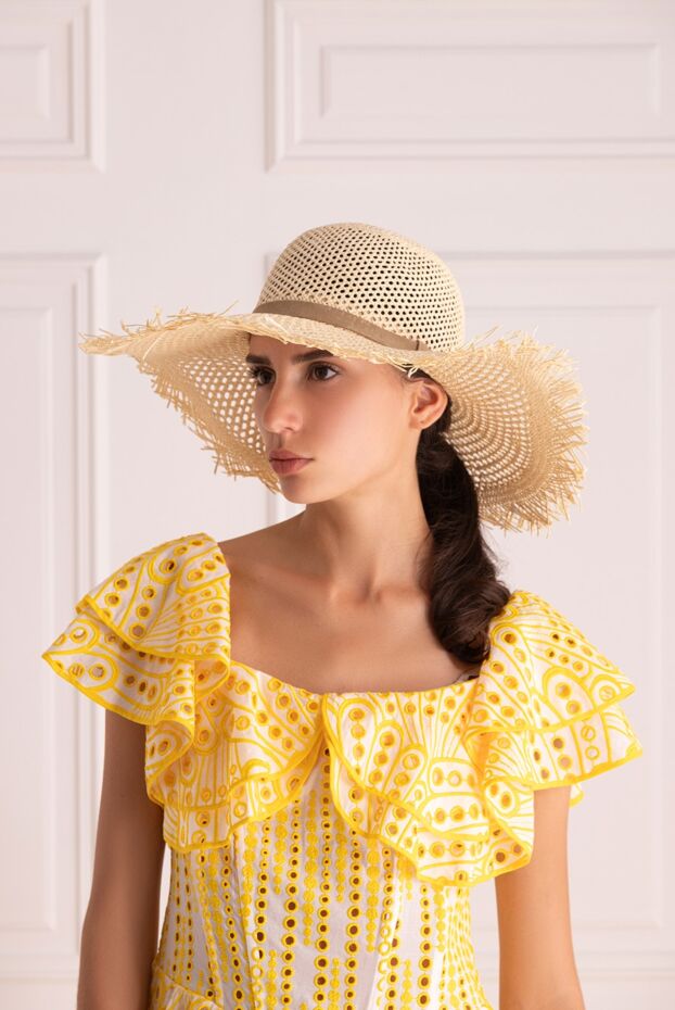 Peserico women's beige hat with straw and large brim 168668 - photo 2