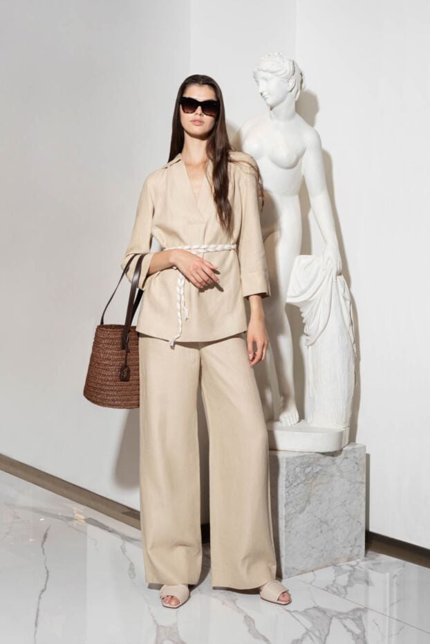 Peserico women's beige cotton pants 168675 - photo 2