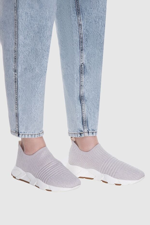 Peserico women's sneakers with a textile surface in gray 168679 - photo 2