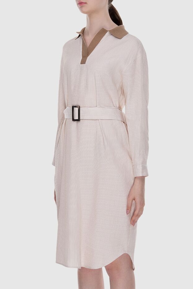 Peserico white striped dress with a contrasting neckline women's 168686 - photo 3