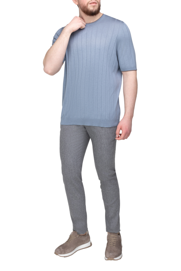 Barba Napoli men's light blue knitted jumper with short sleeves (markdown) 196545 - photo 2