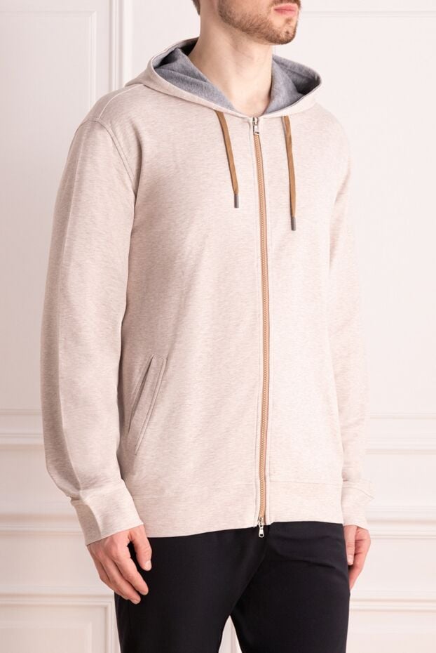 Barba Napoli beige cotton and polyamide hoodie 168715 - photo 3