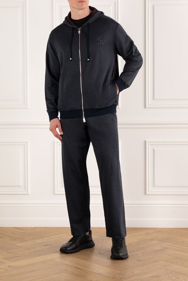 Billionaire mens dark blue silk tracksuit with embroidered logo 168725 - photo 2