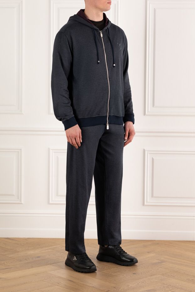Billionaire mens dark blue silk tracksuit with embroidered logo 168725 - photo 3