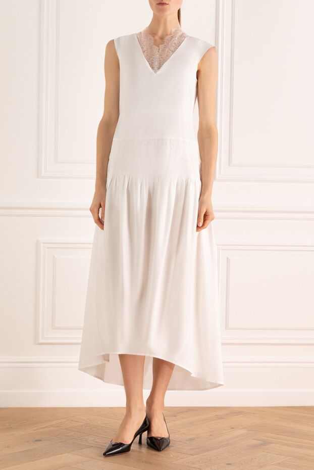 Fabiana Filippi cotton white dress with a v-neckline for women 168744 - photo 2