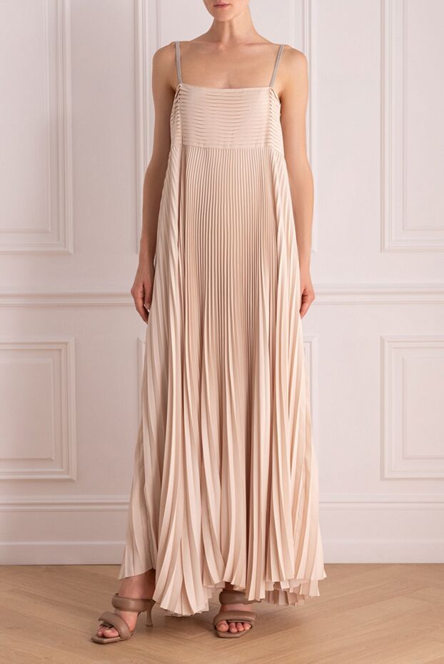 Fabiana Filippi beige maxi dress with pleats and wide satin straps 168748 - photo 3