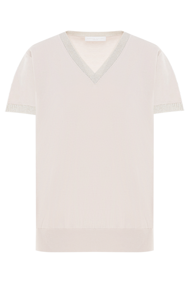 Fabiana Filippi women's light cotton jumper with v-neck and jersey trim 168752 - photo 1