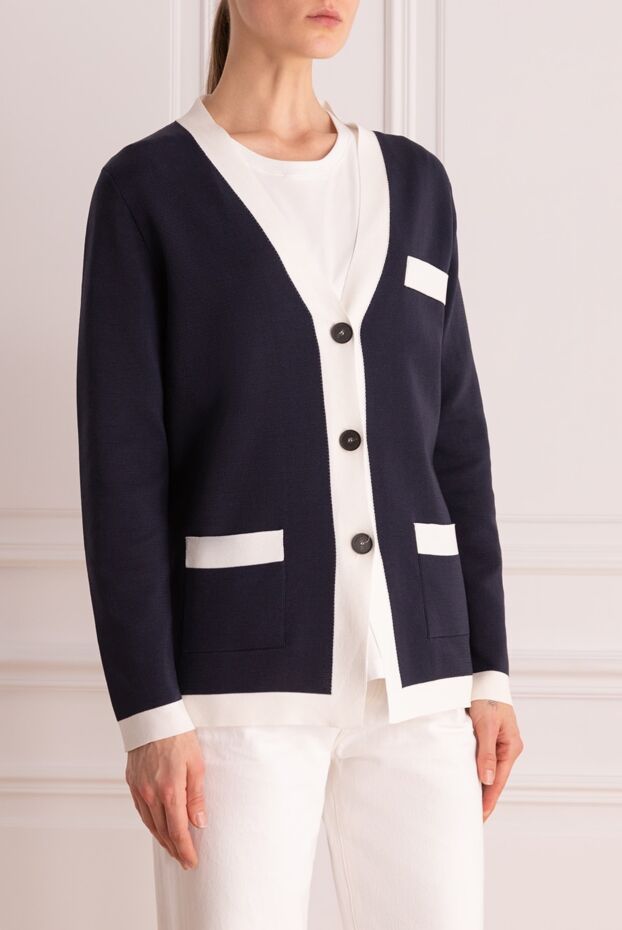 Fabiana Filippi a nautical style cardigan with a wide edging and simple buttons 168760 - photo 3