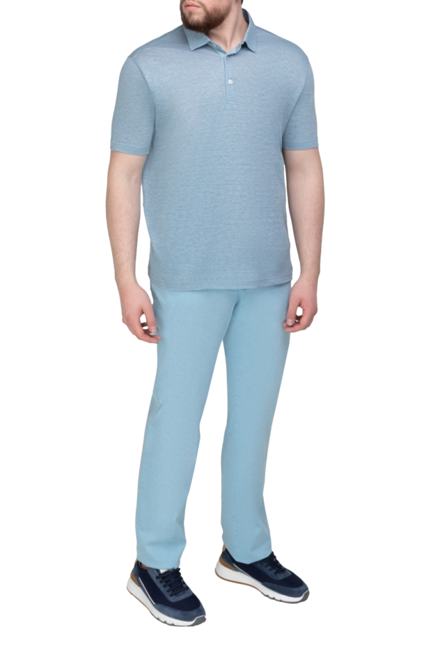 Loro Piana blue linen polo shirt for men 168783 - photo 2