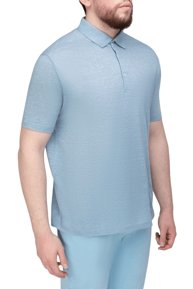 Loro Piana blue linen polo shirt for men 168783 - photo 3