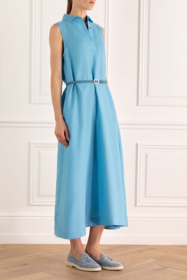 Loro Piana sleeveless linen shirt dress blue women's 168814 - photo 3