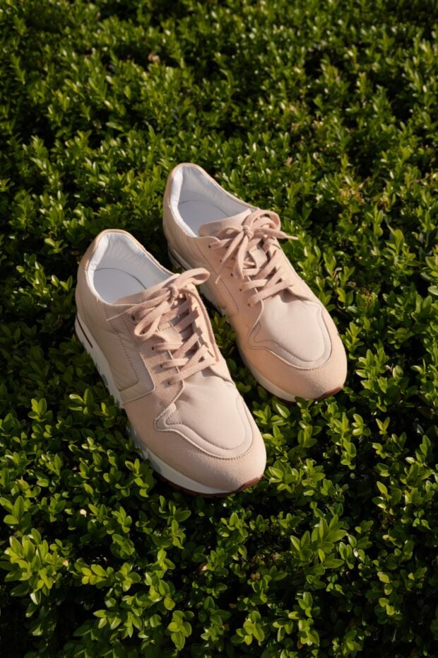 Loro Piana women's sneakers with stitching and contrasting inserts pink 168824 - photo 2