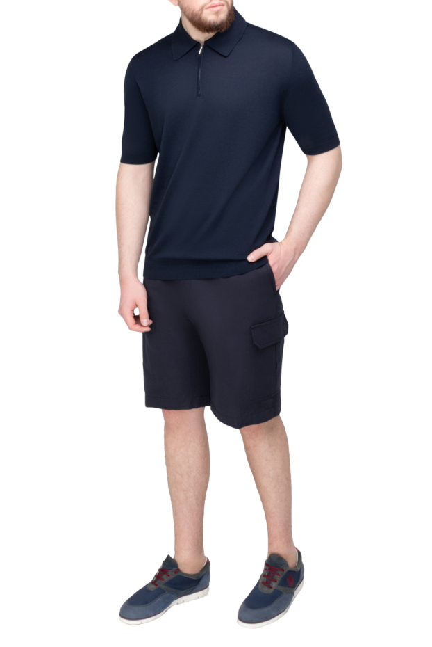 Loro Piana men's navy blue cotton linen cargo shorts (markdown) 195456 - photo 2