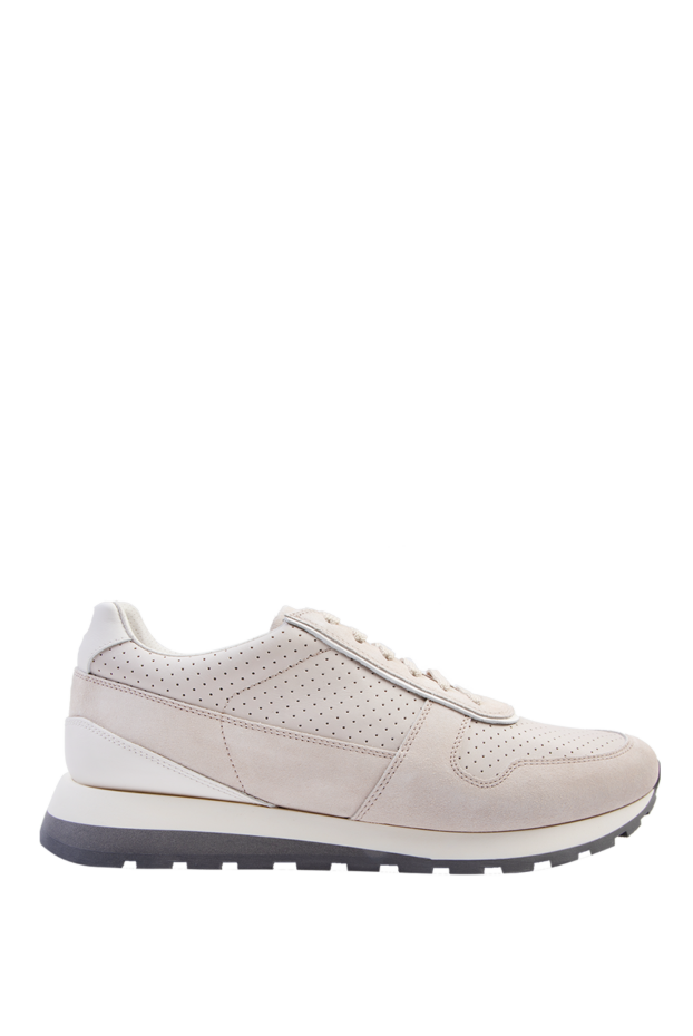 Brunello Cucinelli кросівки зі шкіри бежеві чоловічі 168876 - фото 1