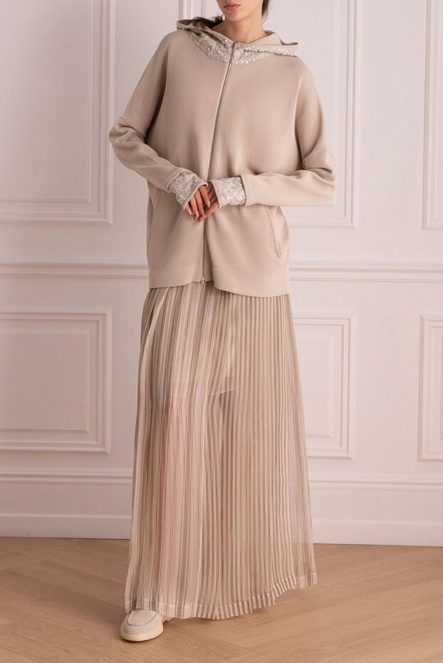 Beige silk skirt for women - photo 2