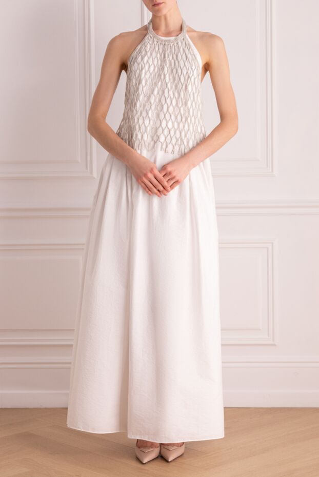 Blue cotton and polyamide dress for women - photo 2