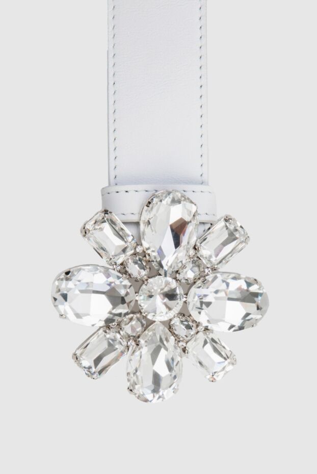Alessandra Rich belt women's white leather clasp flower made of crystals 168936 - photo 3