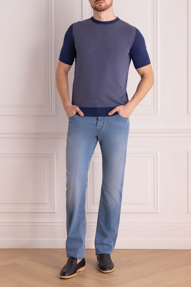 Jacob Cohen men's blue straight-leg jeans with five pockets 168967 - photo 2