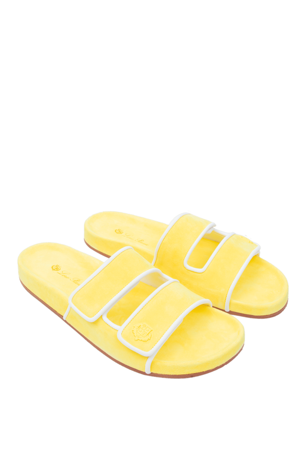 Loro Piana women's suede slippers with an embossed logo, yellow 169032 - photo 3