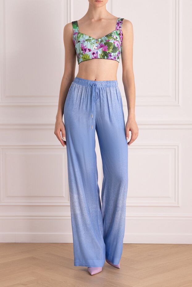 Ermanno Scervino woman blue viscose trousers for women buy with prices and photos 169048 - photo 2