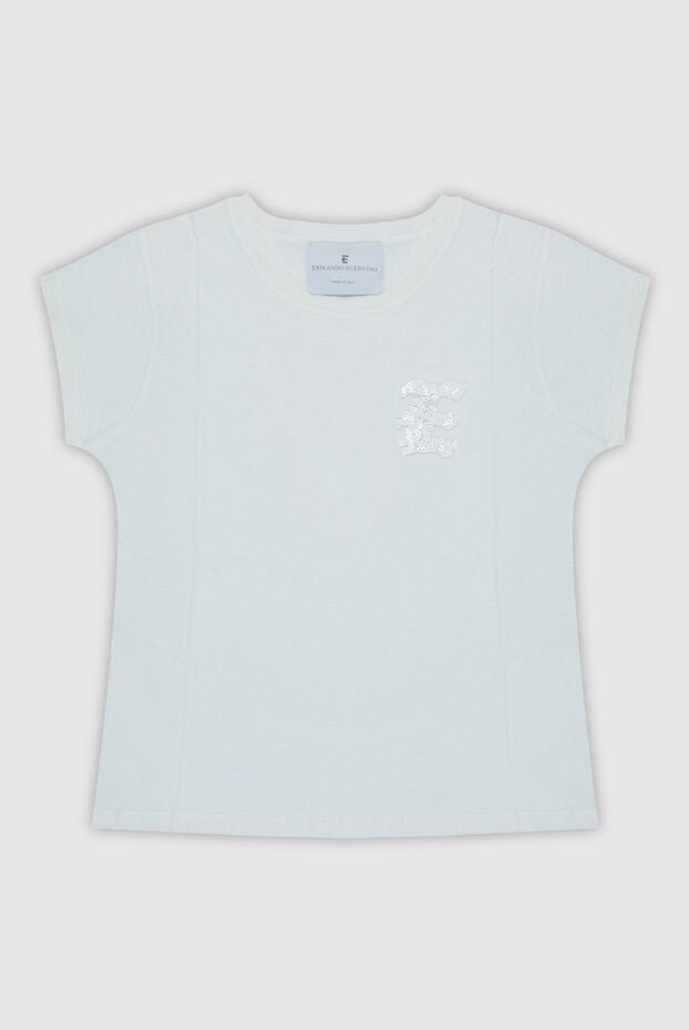 Ermanno Scervino блуза хлопковая без рукавов белая украшенная логотипом из пайеток женская 169059 - фото 1