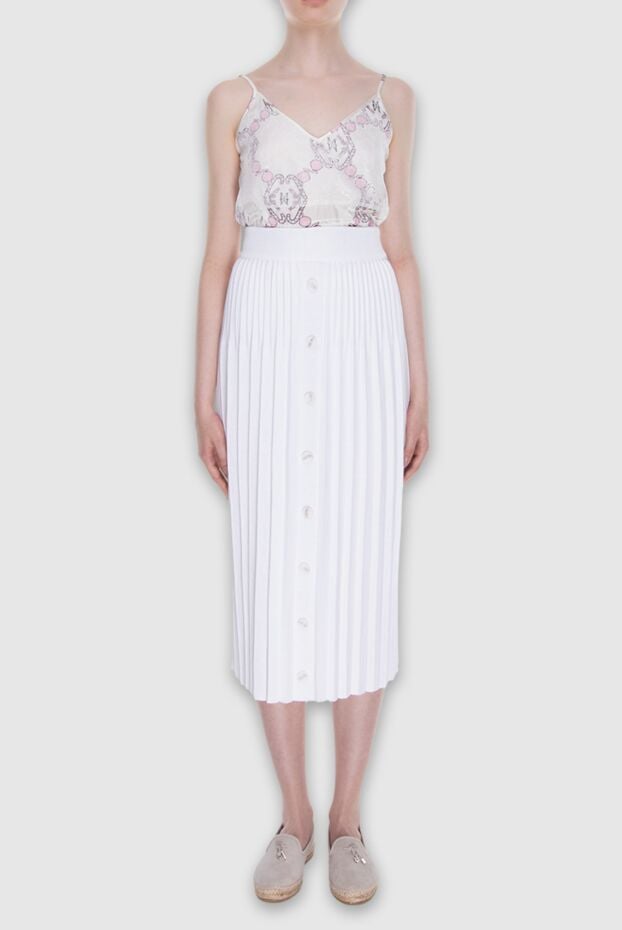 Panicale cotton pleated midi skirt with decorative button line 169070 - photo 2