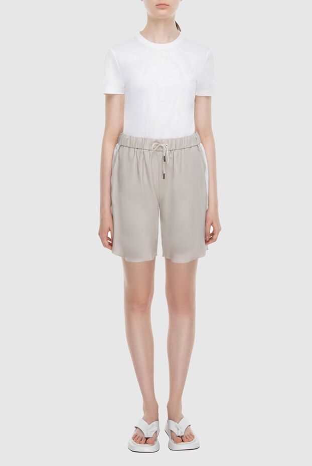 Panicale women's loose-fitting shorts made of lightweight fabric, gray with white accents on the sides 169072 - photo 2