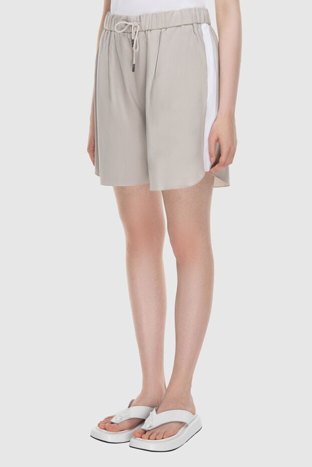 Panicale women's loose-fitting shorts made of lightweight fabric, gray with white accents on the sides 169072 - photo 3