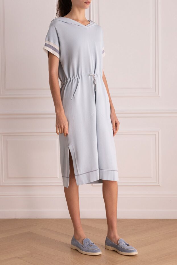 Panicale women's blue hoodie dress with short sleeves 169075 - photo 3