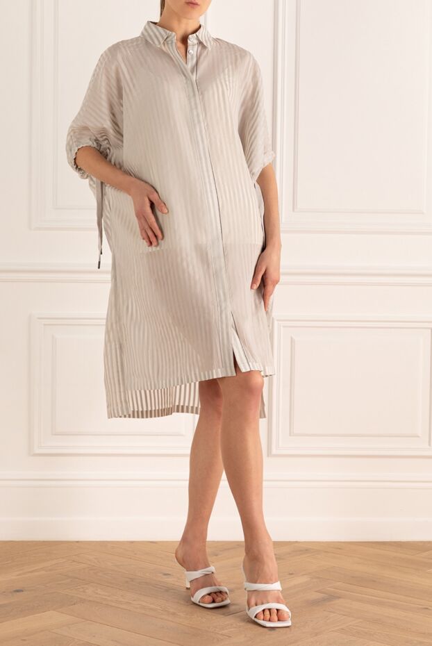 Panicale women's shirt-dress with a striped pattern white 169076 - photo 2