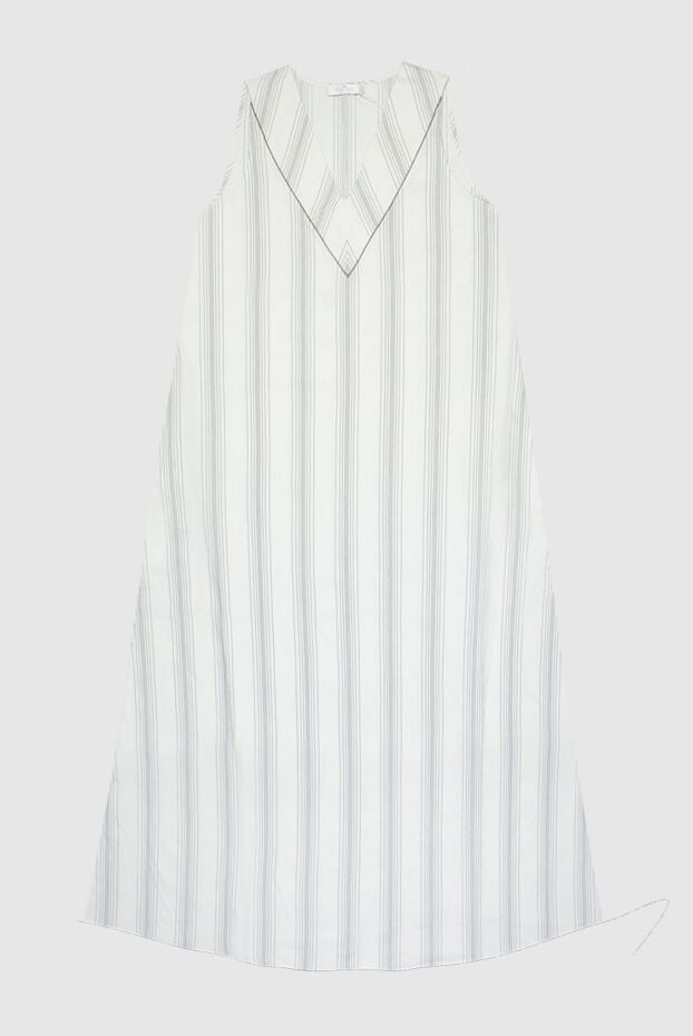 Panicale white dress in contrasting stripes with v-neck women's 169080 - photo 1