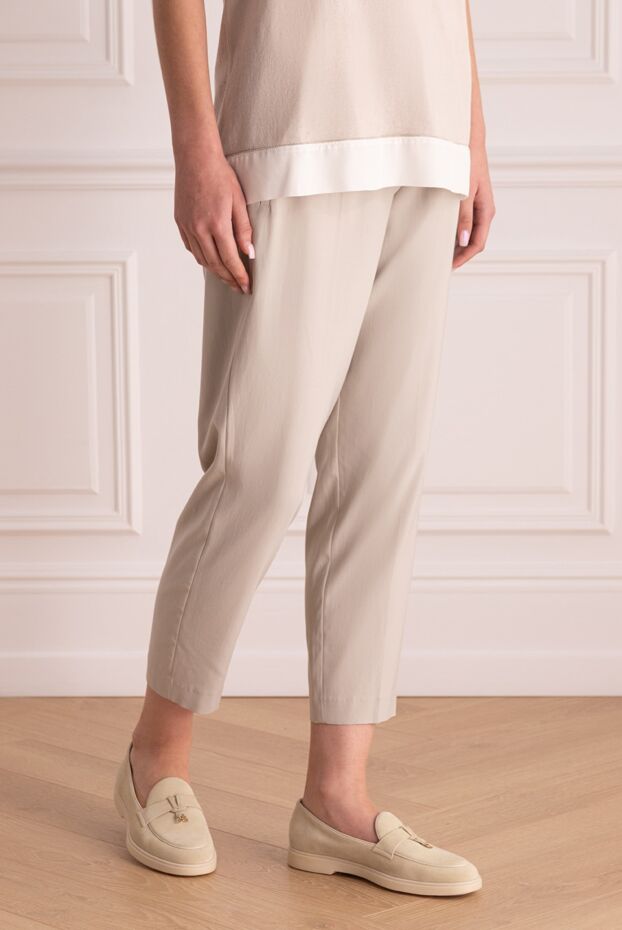Panicale women's gray pants with a contrasting waistband 169083 - photo 3