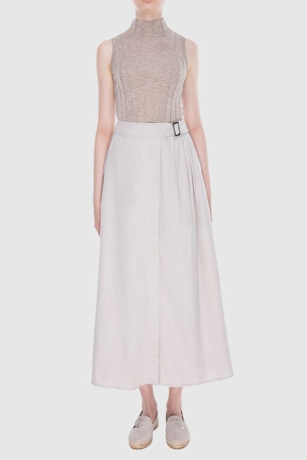 Panicale gray cotton and linen skirt for women 169085 - photo 2