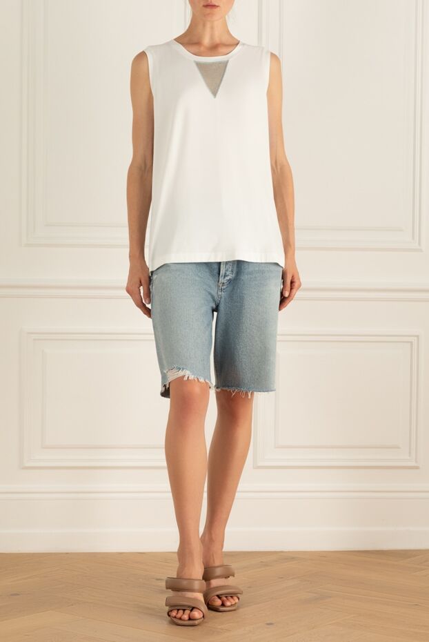 Panicale white womens t-shirt with a faux v-neck design 169088 - photo 2
