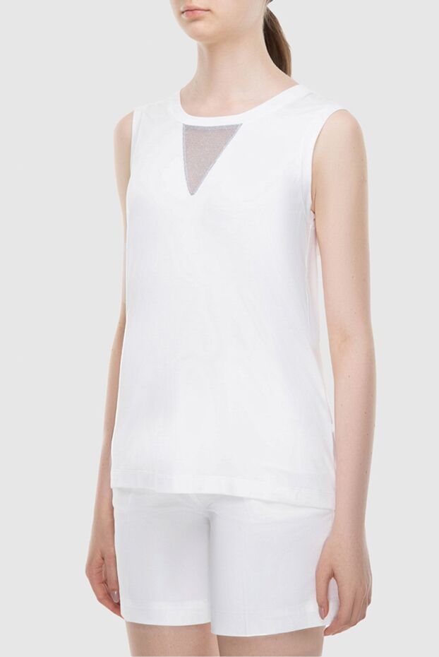Panicale white womens t-shirt with a stitched v-neckline 169089 - photo 3