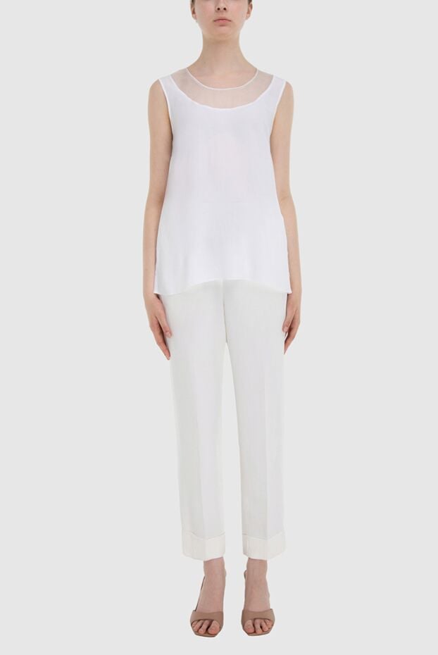 Panicale white sleeveless top with translucent insert 169095 - photo 2