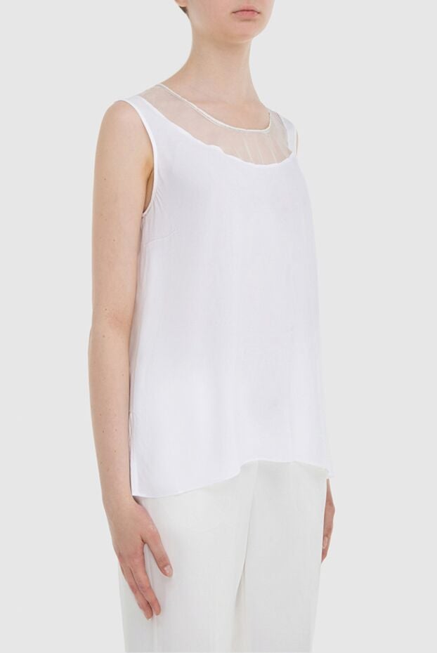 Panicale white sleeveless top with translucent insert 169095 - photo 3