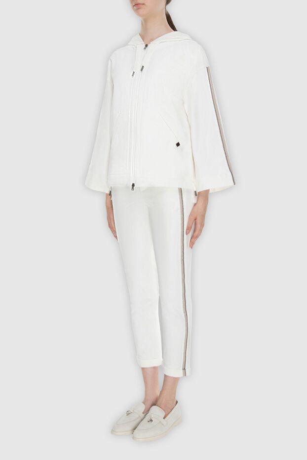 Panicale white women's cotton suit with a hood and contrasting stripes 169098 - photo 3