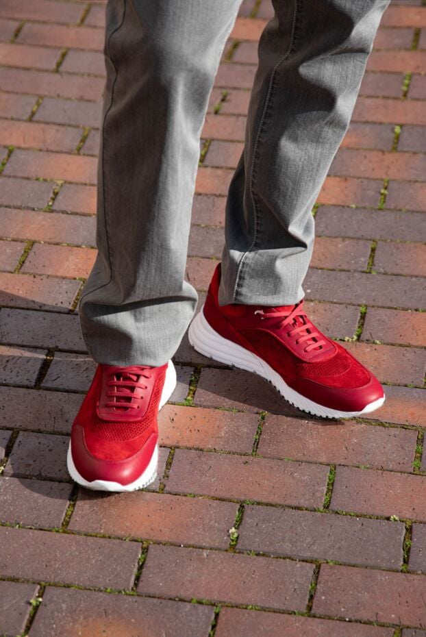 Stefano Ricci red nubuck and leather sneakers for men 169112 - photo 2