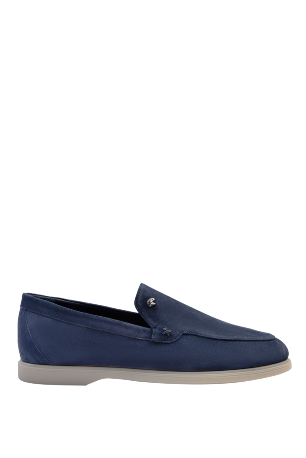 Stefano Ricci dark blue soft nubuck loafers with a light sole 169115 - photo 1