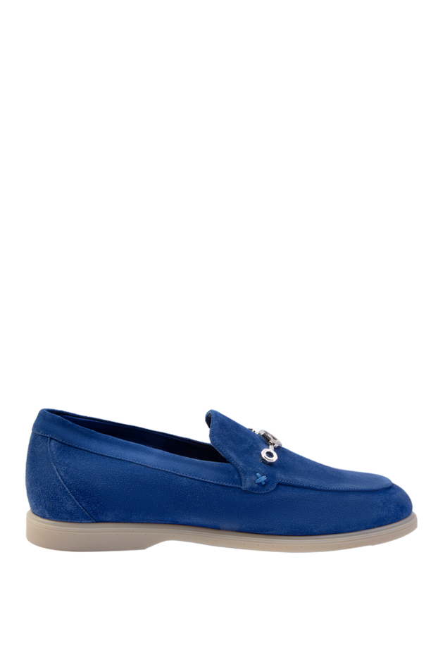 Stefano Ricci bright blue nubuck loafers with metal hardware 169116 - photo 1