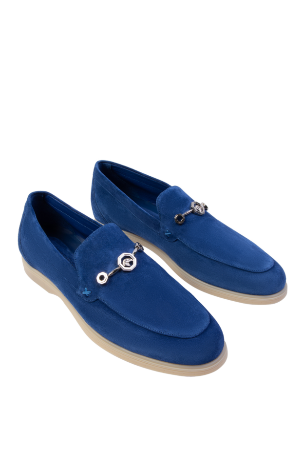 Stefano Ricci bright blue nubuck loafers with metal hardware 169116 - photo 3