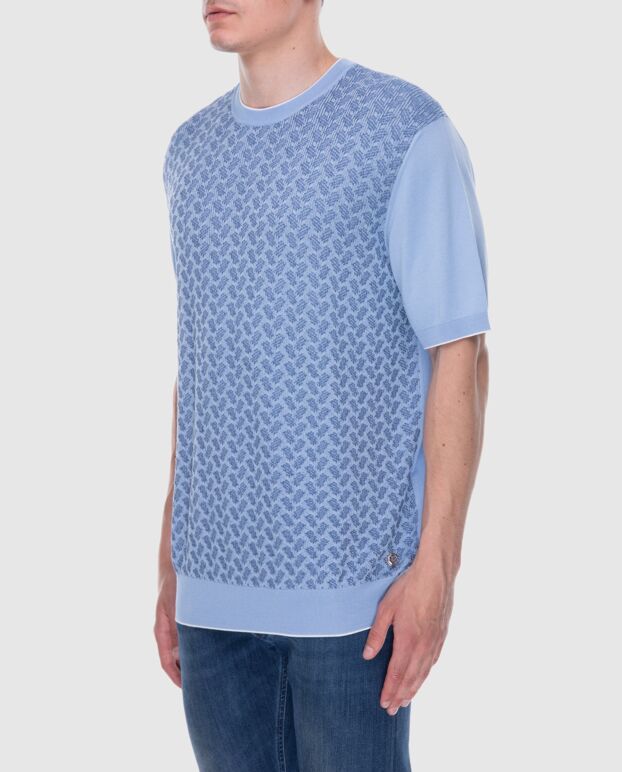 Stefano Ricci light blue silk and cotton jumper with a patterned front 169145 - photo 3