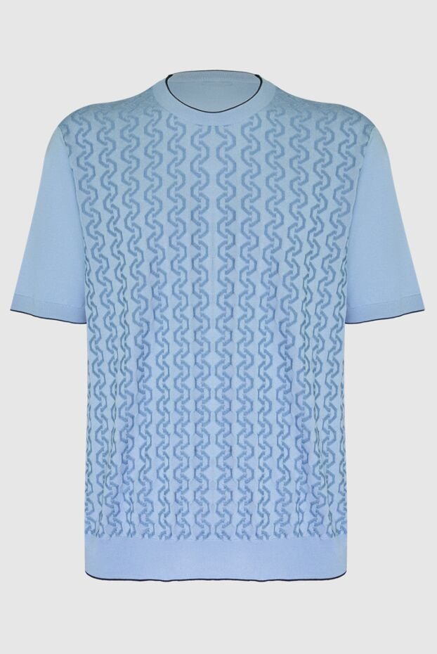 Stefano Ricci light blue silk and cotton jumper with a wavy pattern 169148 - photo 1