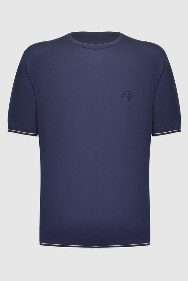 Stefano Ricci blue cotton jumper with short sleeves and embroidery 169159 - photo 1