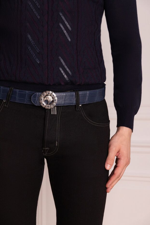 Stefano Ricci blue crocodile leather belt with an eagle head buckle 169172 - photo 2