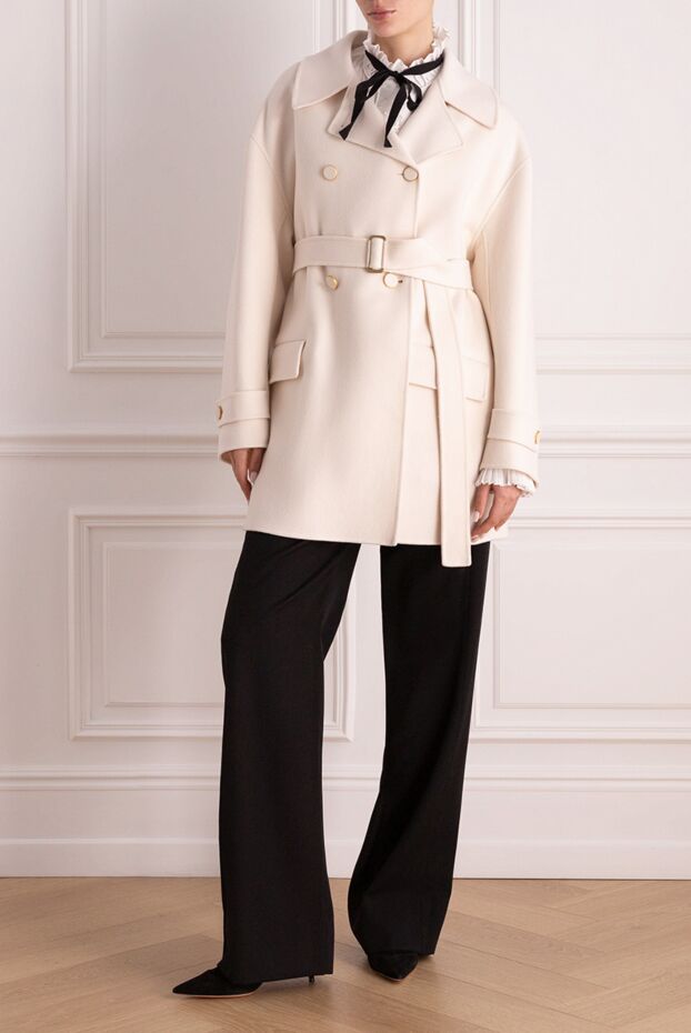 Loro Piana belted cashmere coat with patch pockets in cream 169208 - photo 3