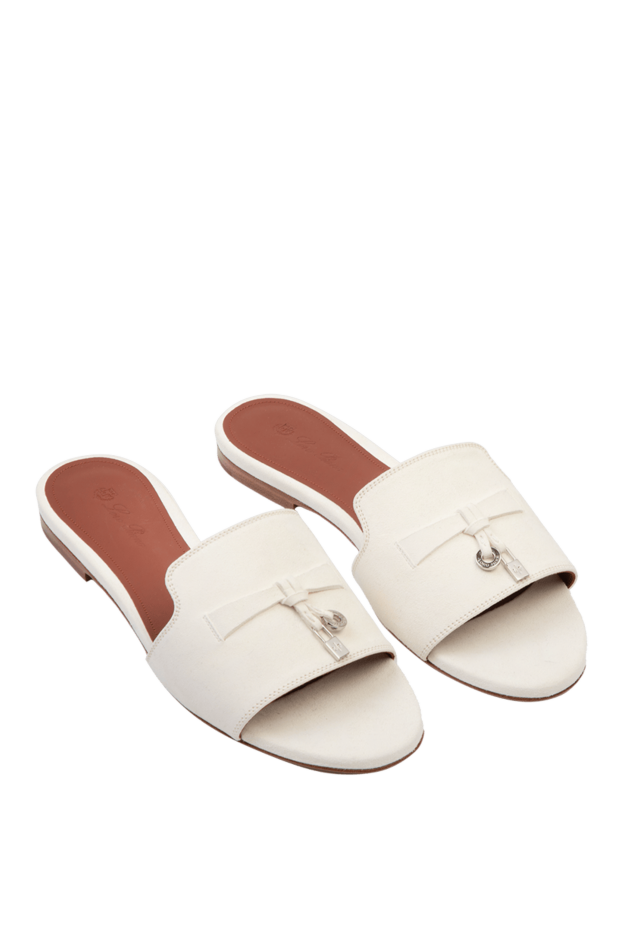 Loro Piana women's leather slippers with metal elements, white 169221 - photo 3