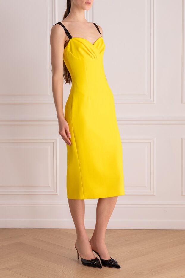 Dolce & Gabbana yellow midi dress with contrast straps and draped bodice 169324 - photo 3