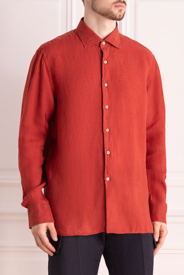 Alessandro Gherardi men's linen shirt red with matte texture 169360 - photo 3